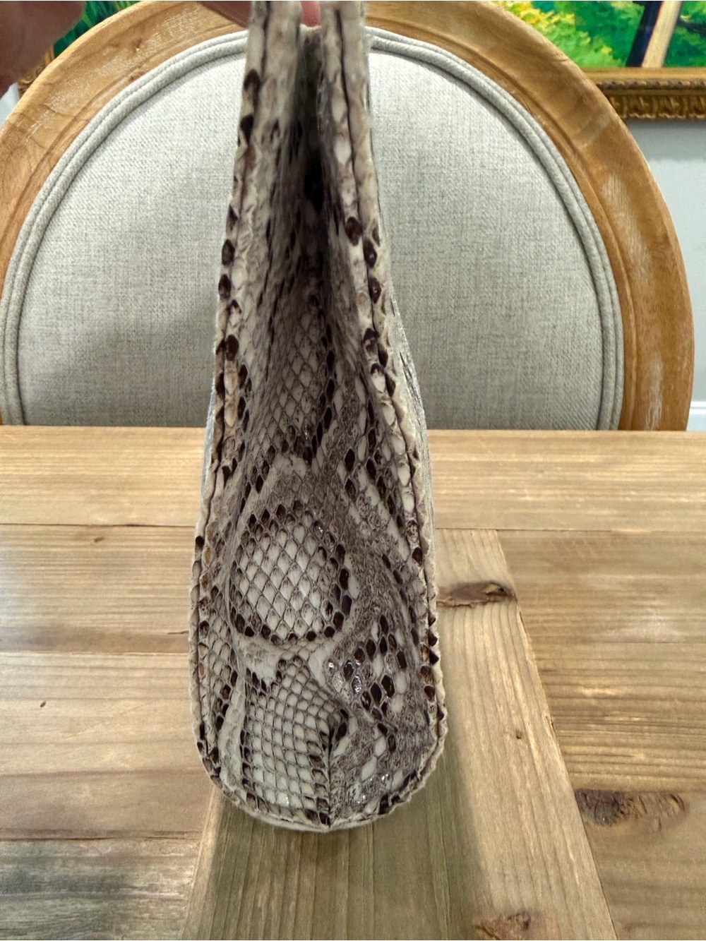 The Limited Beige Snake-Print Clutch - Picture 6 of 15